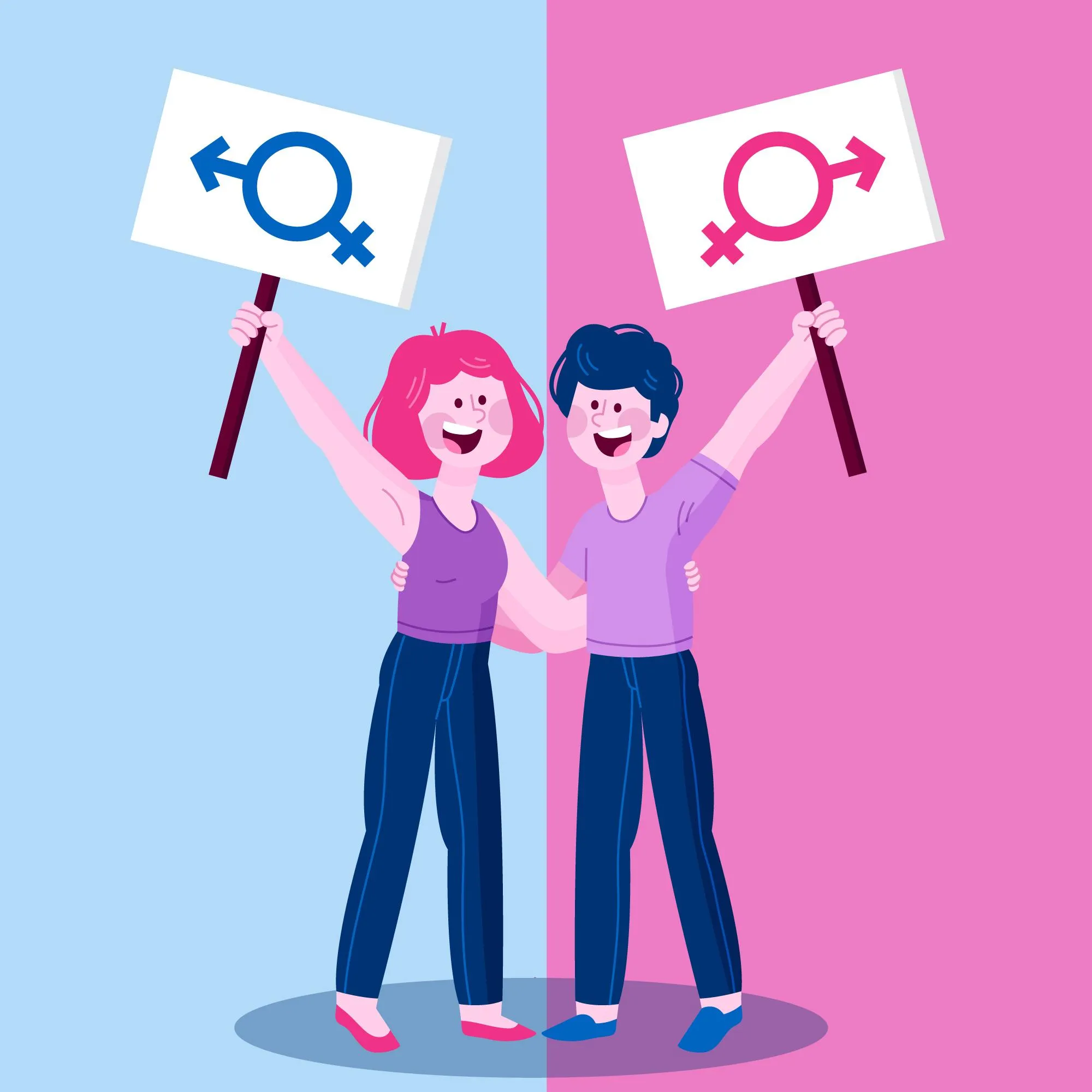 Illustration showing male and female symbols representing different conditions treated at an STD clinic.