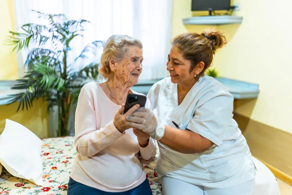 Primary care clinic supporting elderly patient with digital health tools as part of senior care services in Jacksonville
