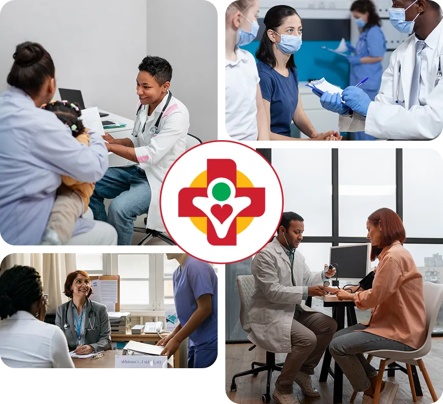 Patient receiving medical evaluation for illness during a sick visit at Value Care Clinic.