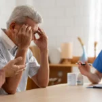 Senior couple discussing memory and health concerns with a geriatric doctor in Jacksonville FL during a primary care consultation