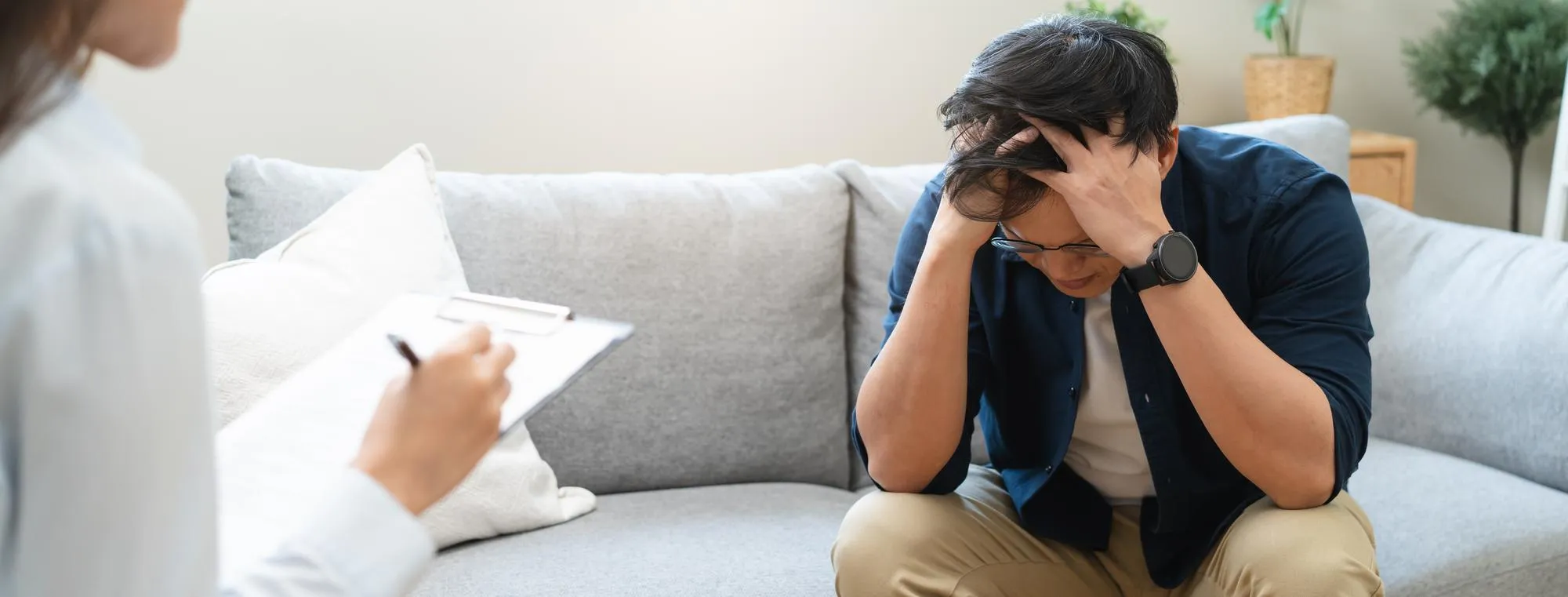 Individual consulting a psychiatry specialist in Jacksonville for evaluation and treatment of anxiety, depression, stress, and bipolar disorder symptoms