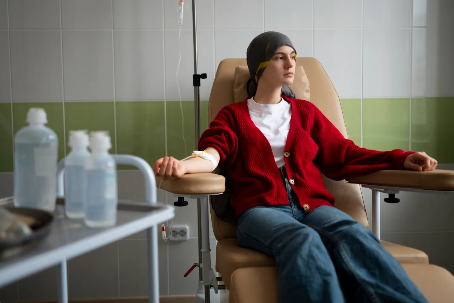 Patient receiving IV fluids through an IV line at an Infusion Clinic Jacksonville.